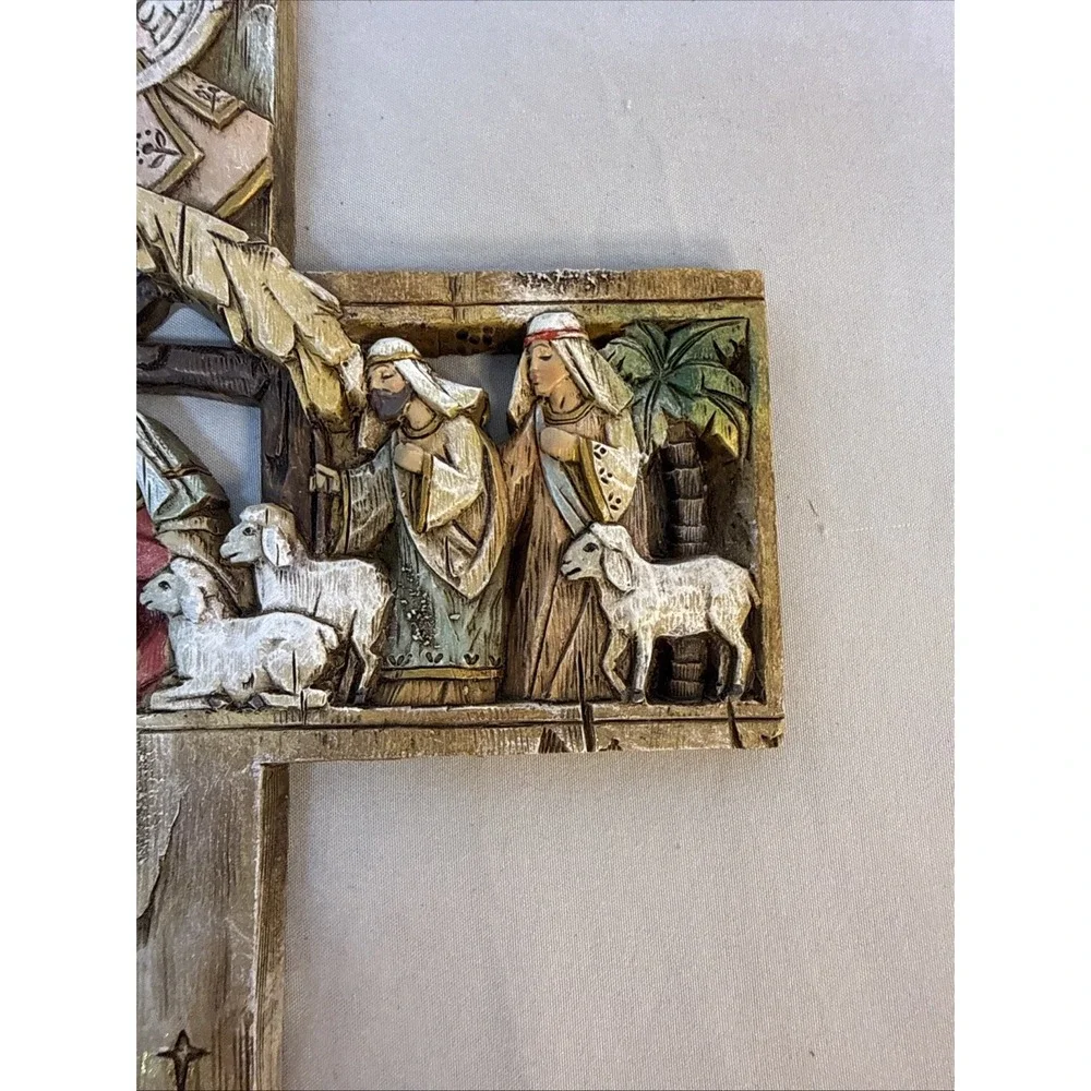 Beautiful Adoration of the Magi Holy Family Nativity Resin Wall Cross 12 In